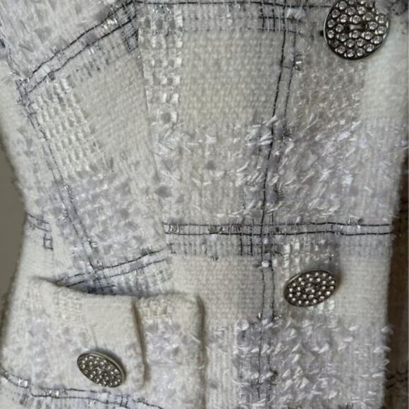 Escada White/Off white Plaid & Boucle Jacket Size M - Picture 3 of 8